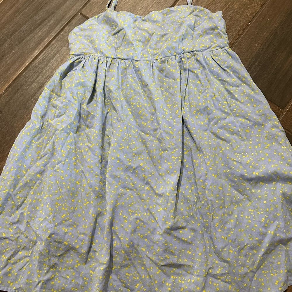 Elegant Blue and Yellow Floral Mini Dress